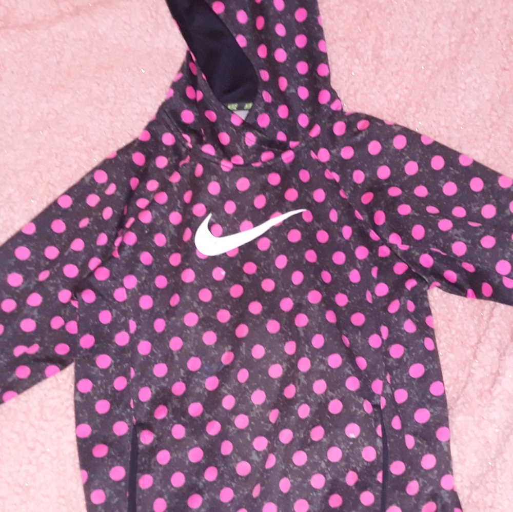 Pink and black polka dot nike hoodie